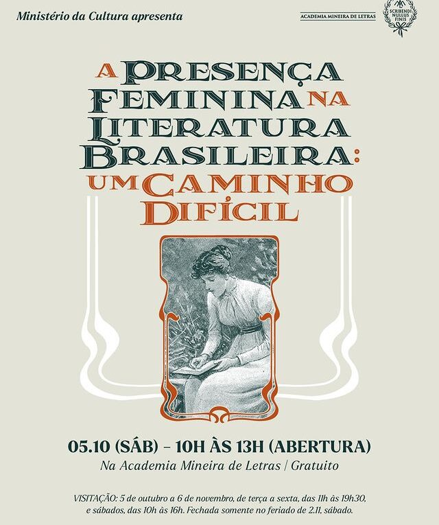 Exposição Literária “A presença feminina na literatura brasileira: um caminho difícil”. No dia 5 de outubro, sábado, às 10h vai acontecer!